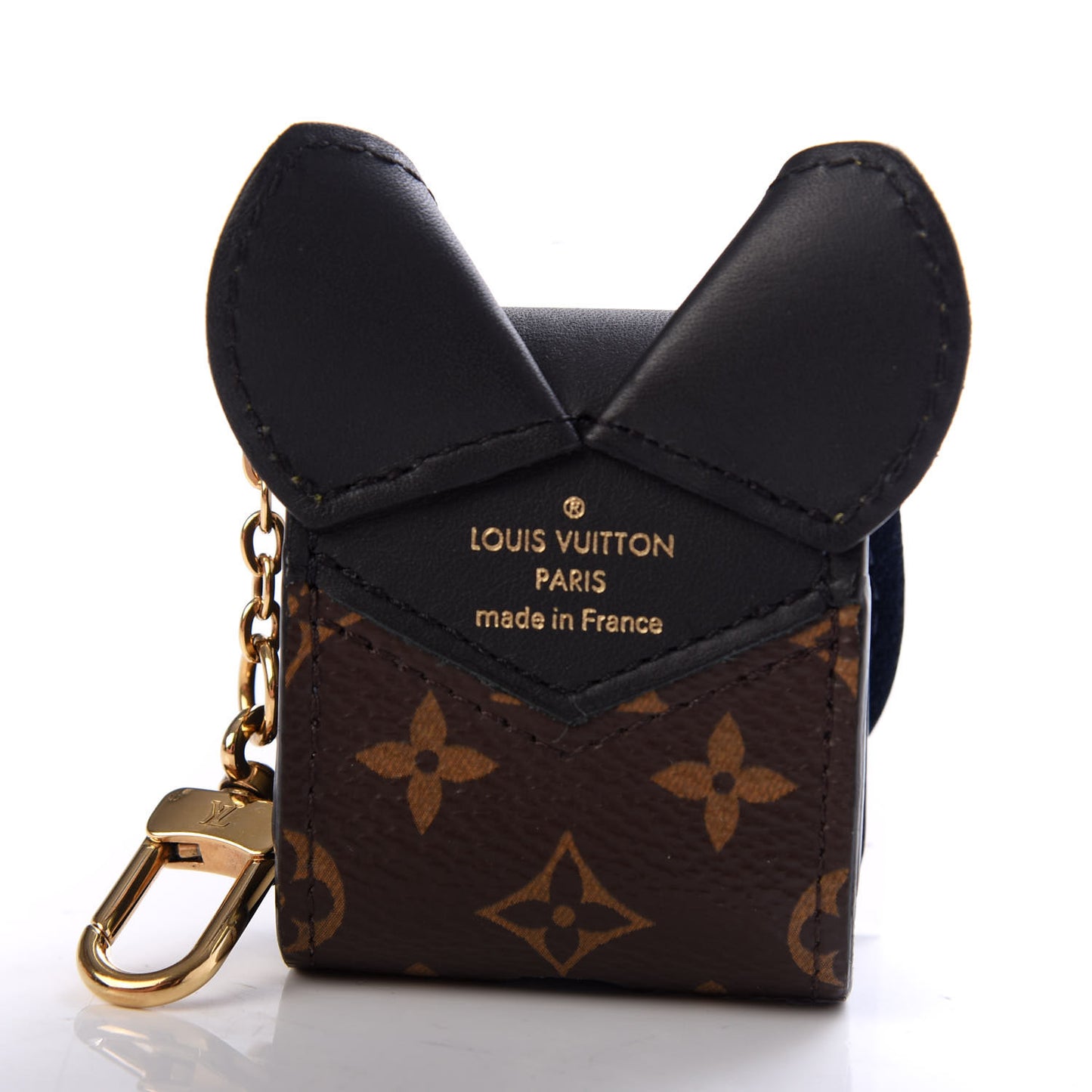 Monogram Cat Earphones Case Black