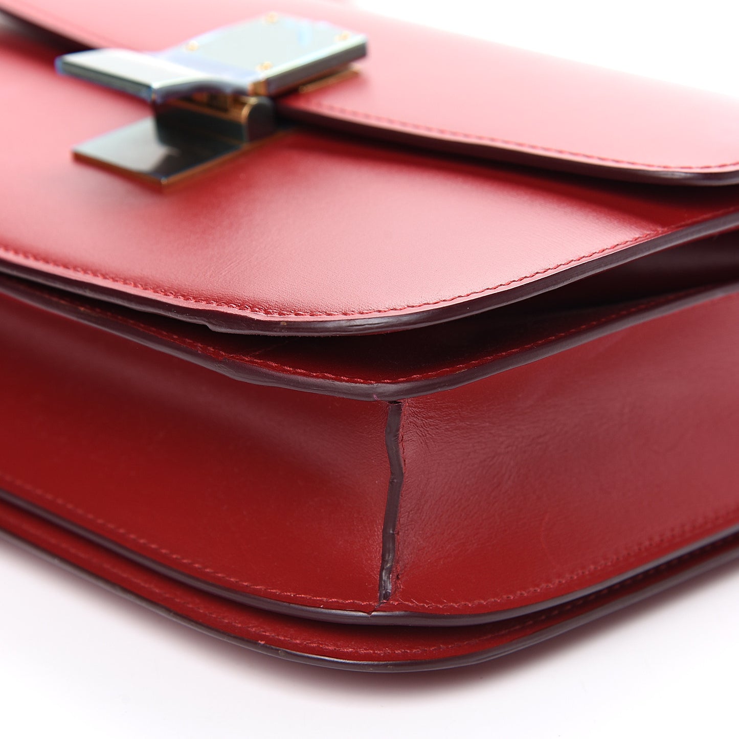 Box Calfskin Medium Classic Box Flap Bag Red