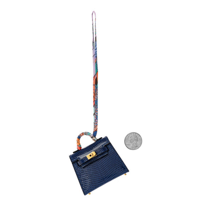Hermes Lizard Mini Kelly Twilly Bag Charm Bleu Saphir 2 of 5