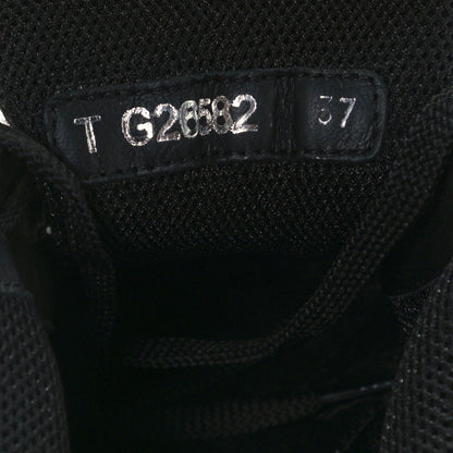 Chanel Tweed Suede Goatskin CC Sneakers 37 Black White 9 of 12