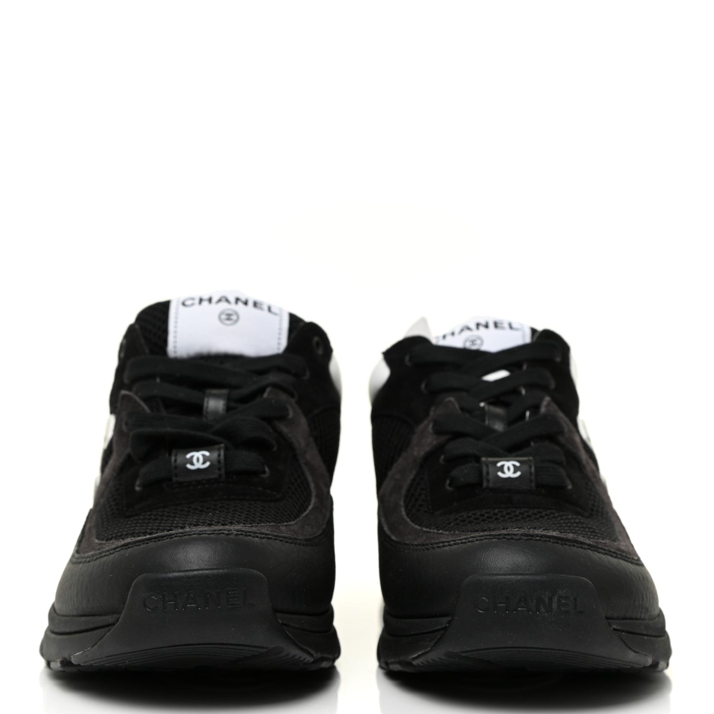 Fabric Calfskin Suede CC Sneakers 38 Black White
