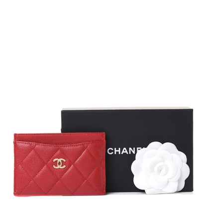 Chanel Caviar Quilted Card Holder Red 10 of 10