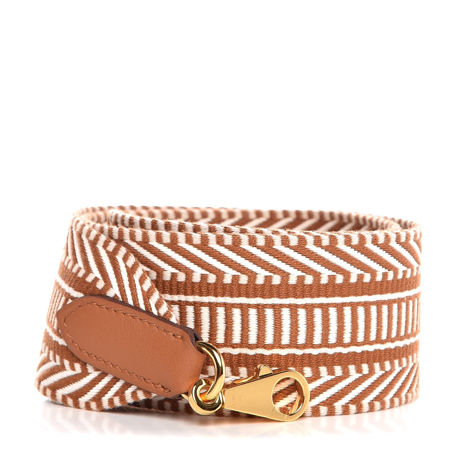 Hermes Toile Swift 50mm Sangle Cavale Shoulder Strap Ecru Beige Gold 1 of 4