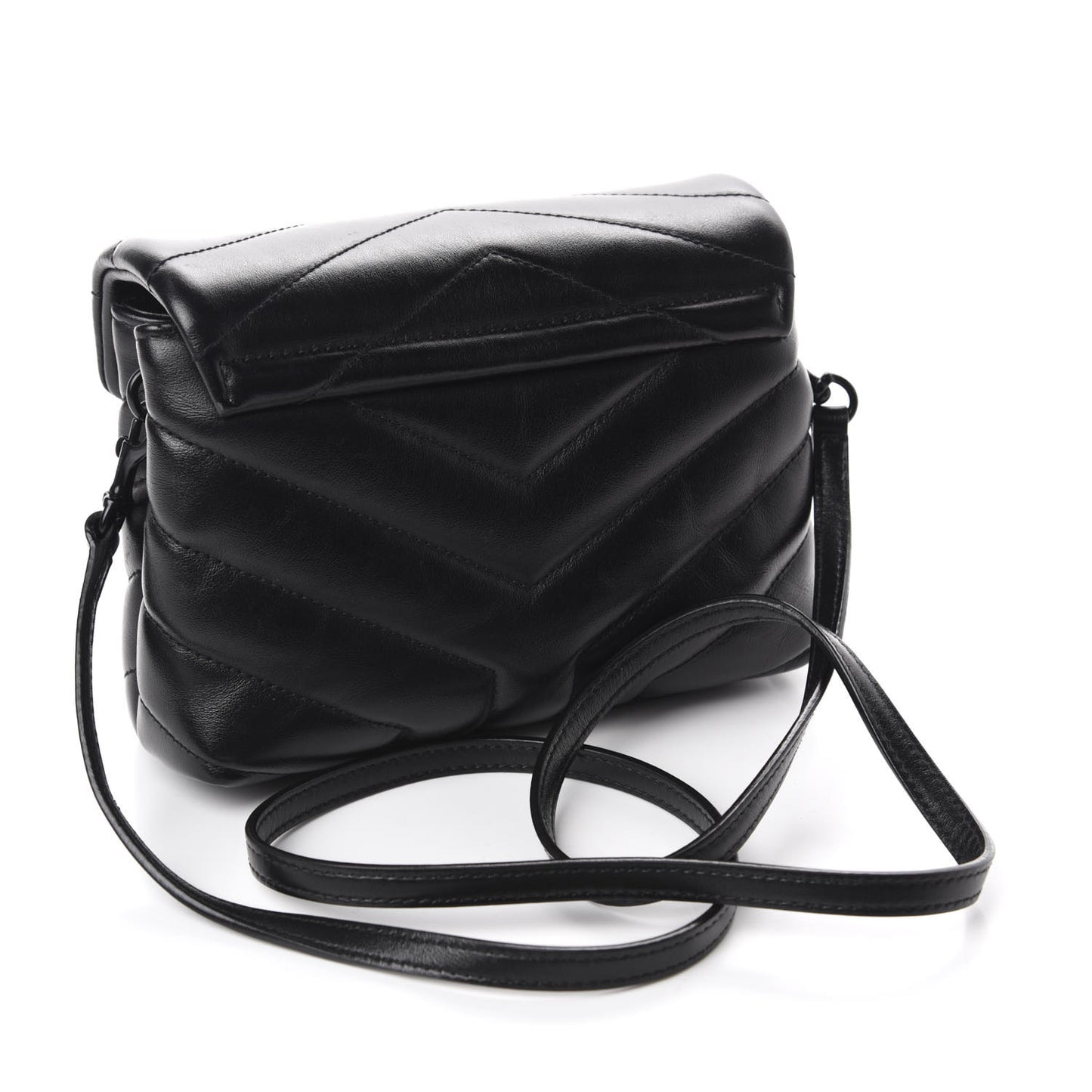 Calfskin Y Quilted Monogram Toy Loulou Crossbody Bag Black