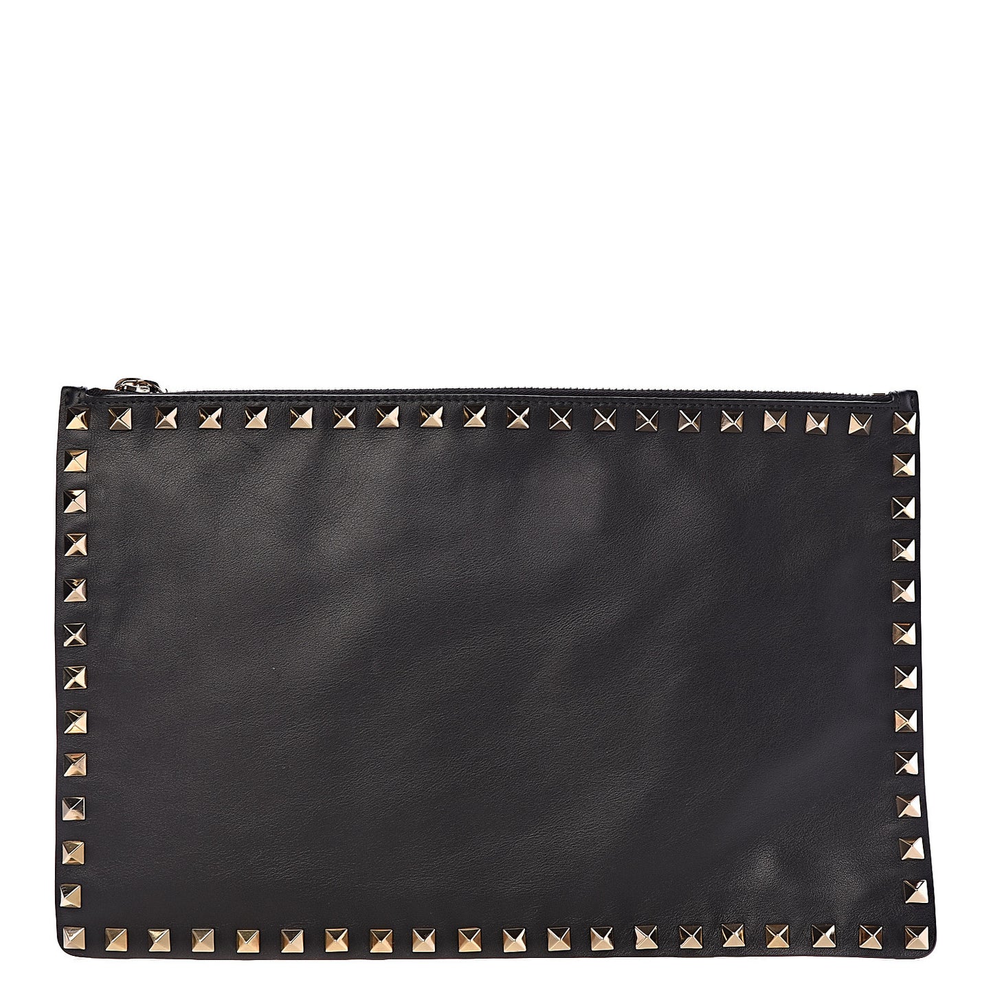 Vitello Large Rockstud Zip Pouch Black