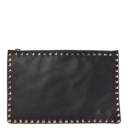 Valentino Garavani Vitello Large Rockstud Zip Pouch Black 1 of 6