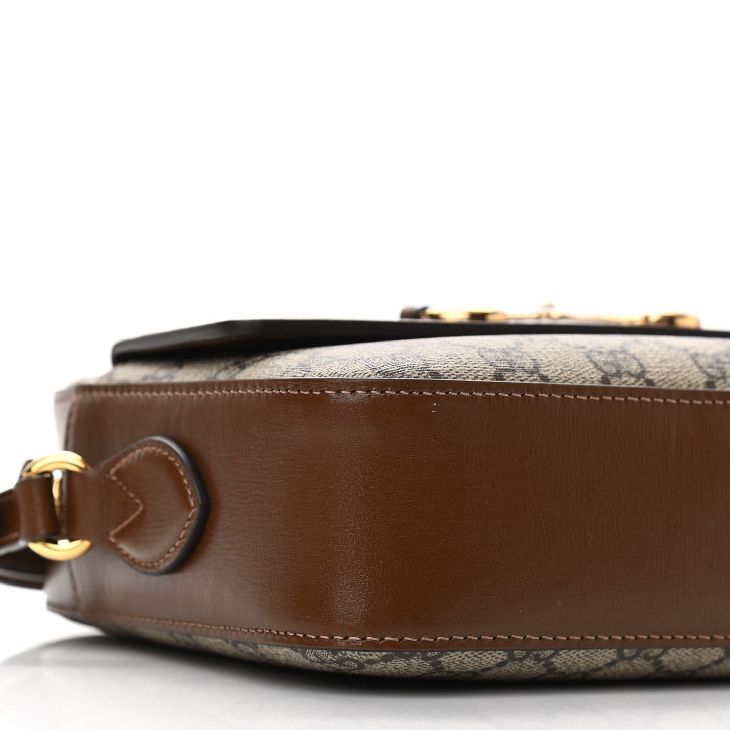GG Supreme Monogram Small Horsebit 1955 Shoulder Bag Beige Brown Sugar