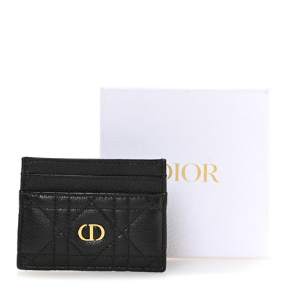 Christian Dior Supple Calfskin Cannage Caro Freesia Card Holder Black 8 of 9