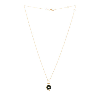 Foundrae 18K Yellow Gold Diamond Enamel Crescent Disk Charm Necklace Green 3 of 7
