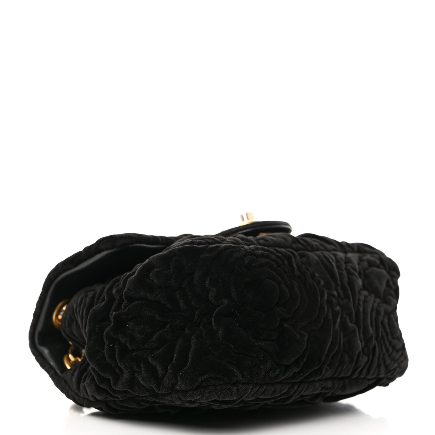 Velvet Camellia Embossed Mini Square Flap Black
