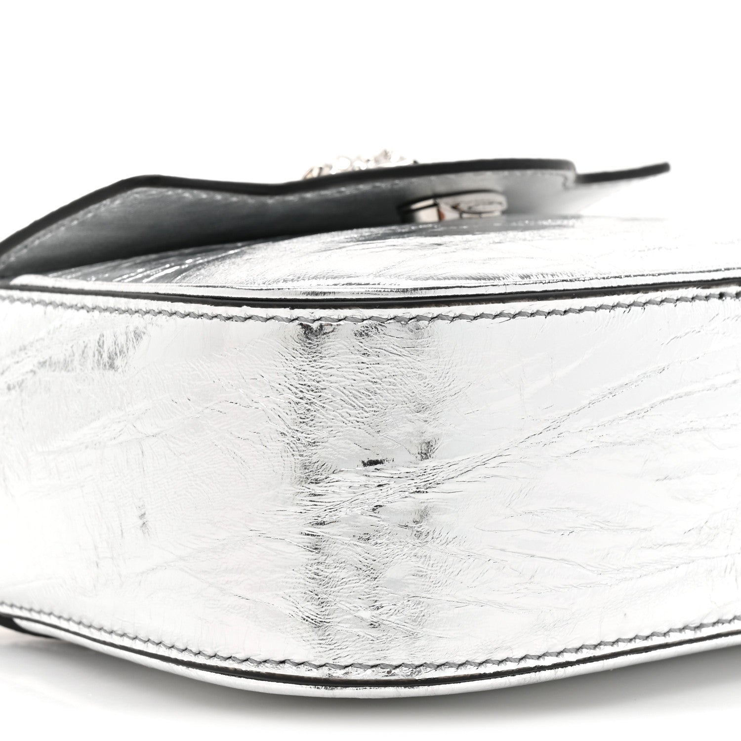 Versace Metallic Crackled Lambskin Mini La Medusa Silver 9 of 9