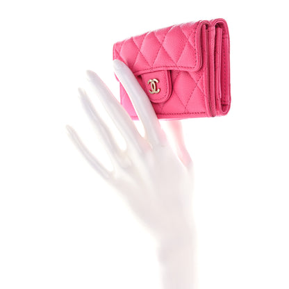 Chanel Caviar Quilted Double Flap Wallet Bright Pink 2 of 9