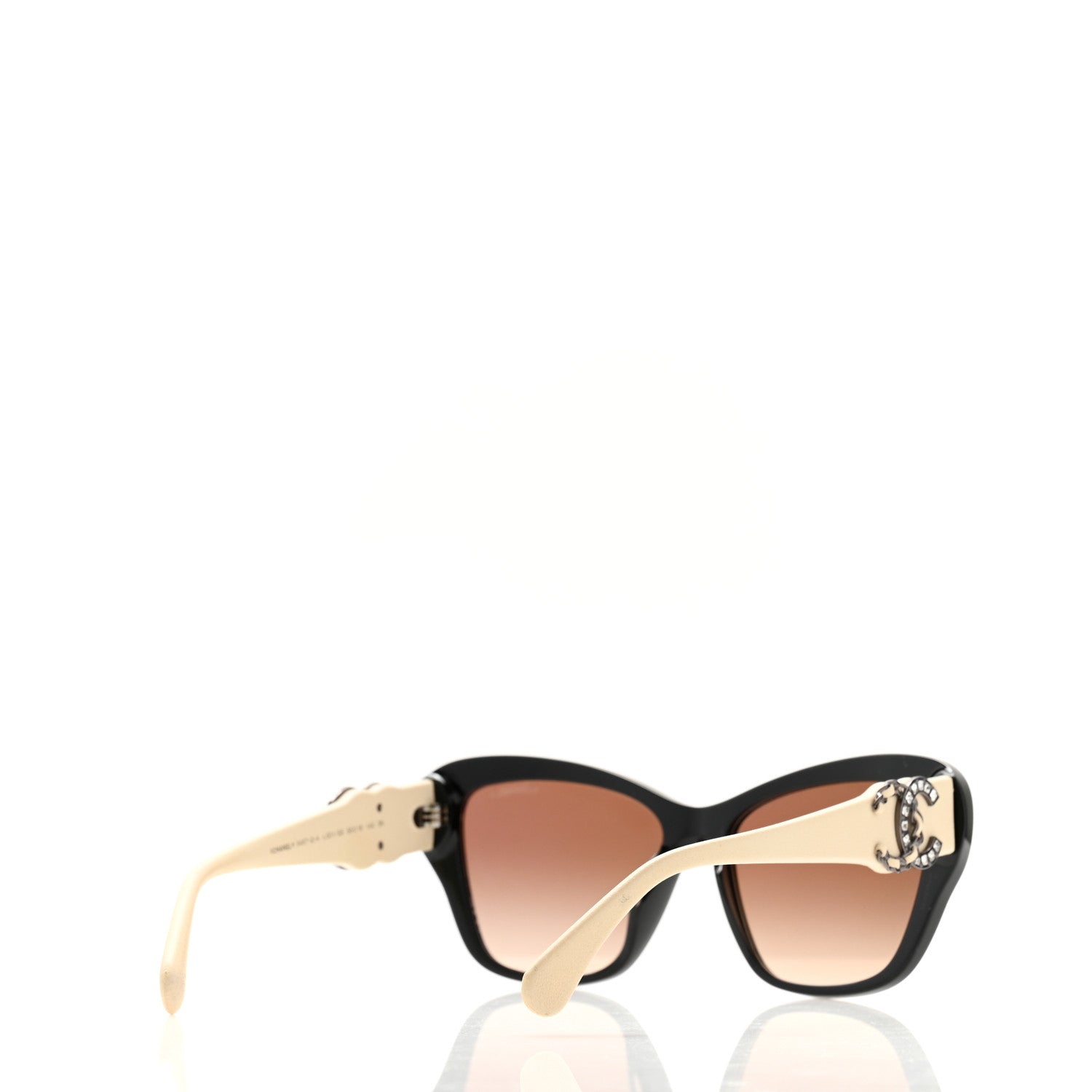 Chanel Acetate Lambskin Crystal Baguette Chain CC Sunglasses 5457-Q-A Black Beige 4 of 9