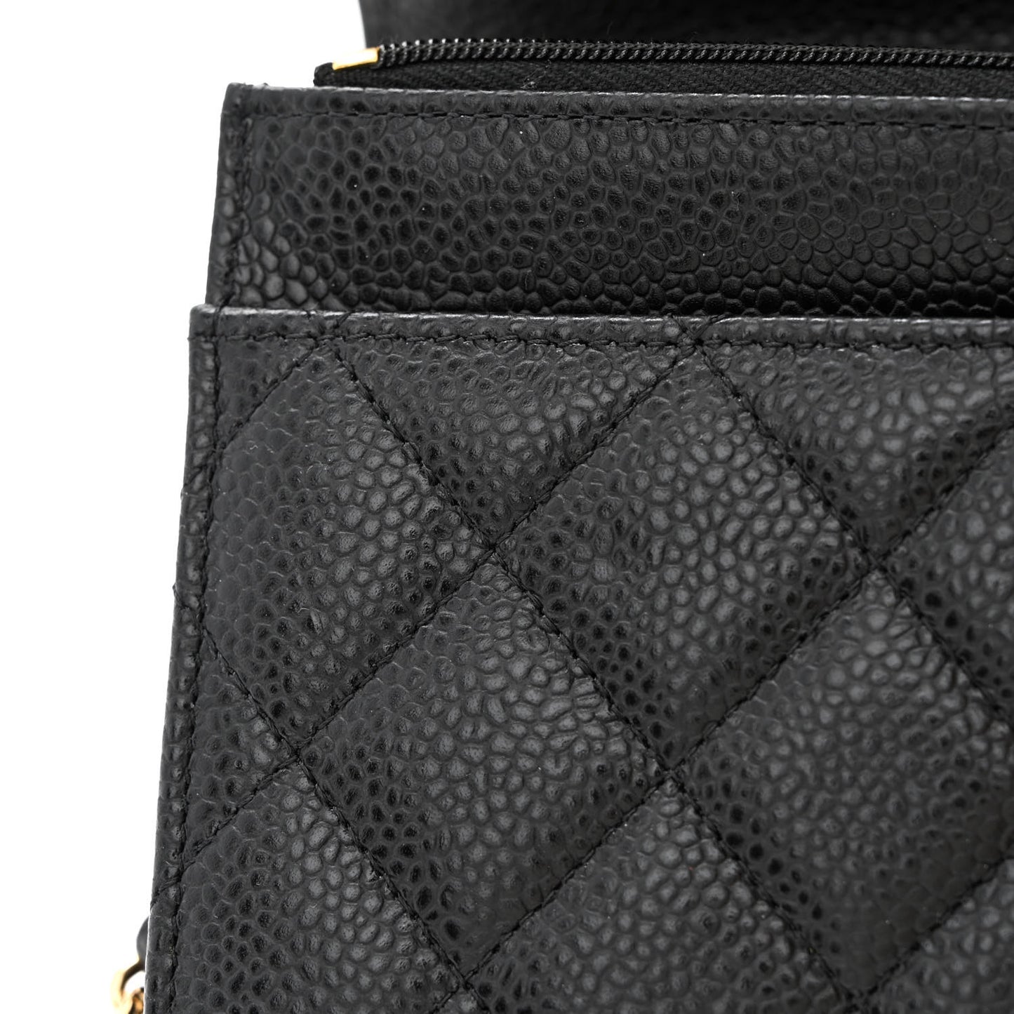 Caviar Quilted Wallet on Chain WOC Black