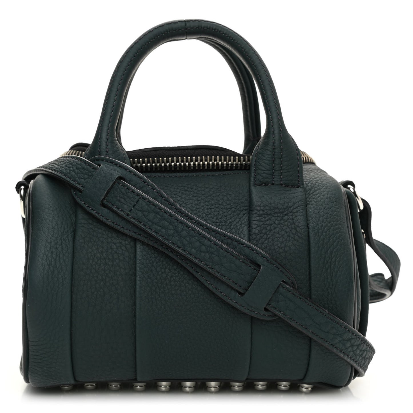 Pebbled Lambskin Mini Rockie Dark Green Silver Hardware