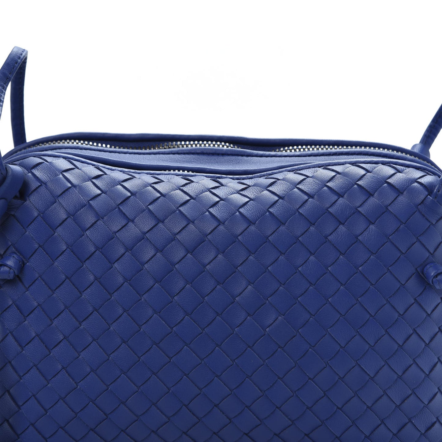 Nappa Intrecciato Double Compartment Crossbody Bag Atlantic Blue