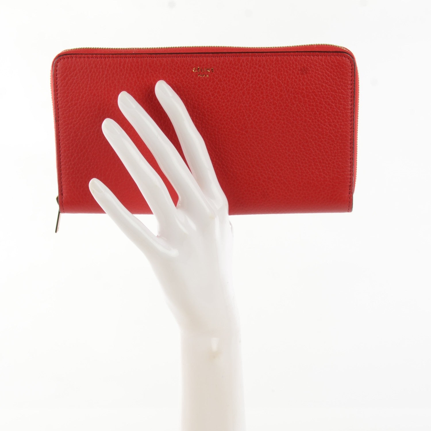 Celine Calfskin Large Zip Around Multifunction Wallet Coquelicot 2 of 7