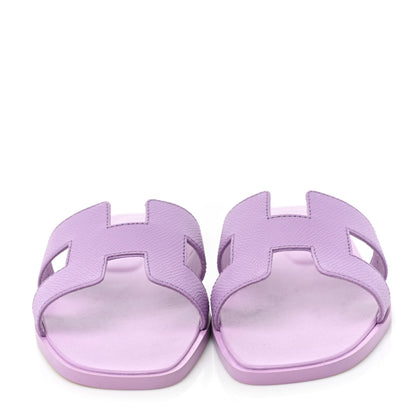 Hermes Box Calfskin Oran Sandals 36 Violet Amethyst 2 of 8