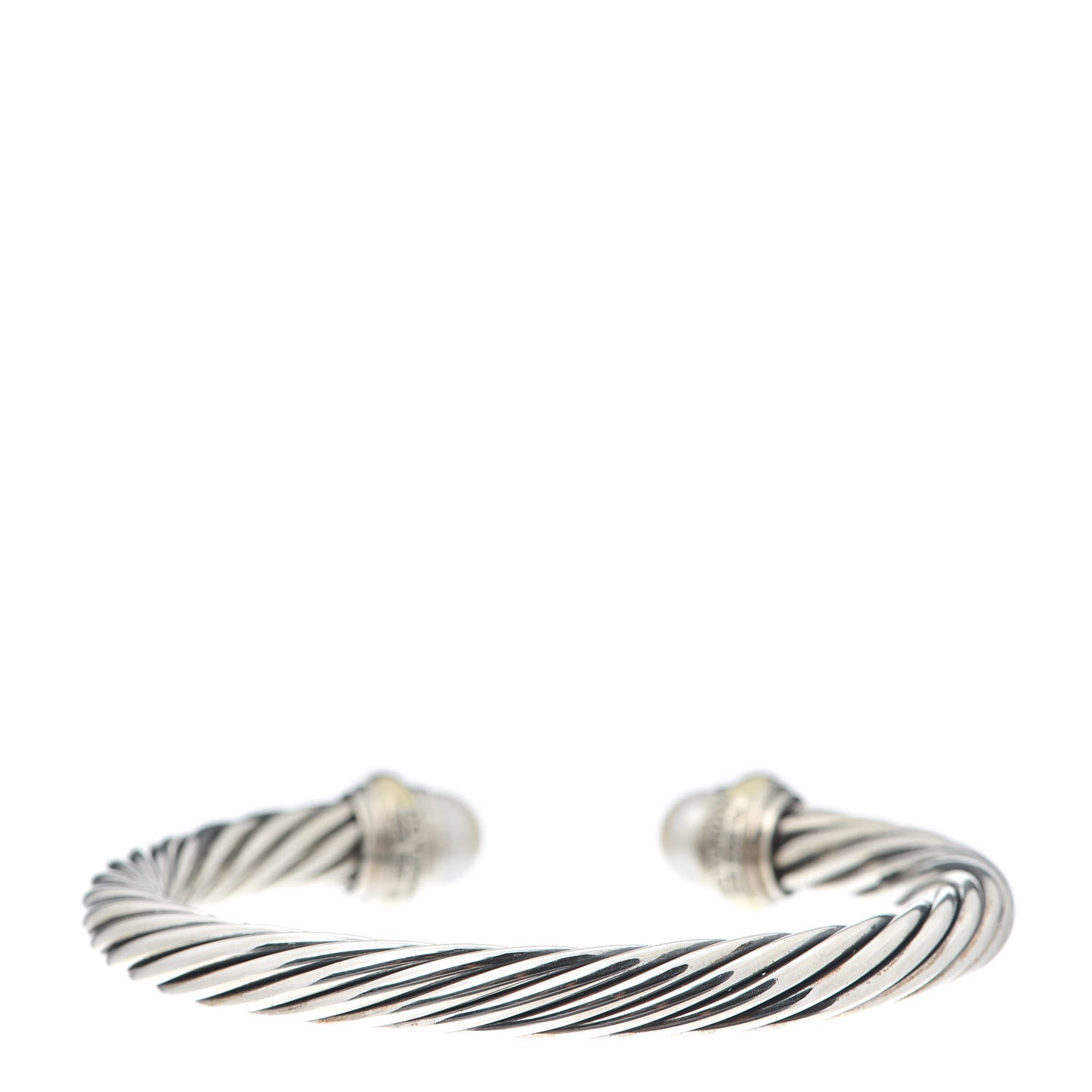Sterling Silver 14K Yellow Gold Pearl 7mm Cable Classics Bracelet