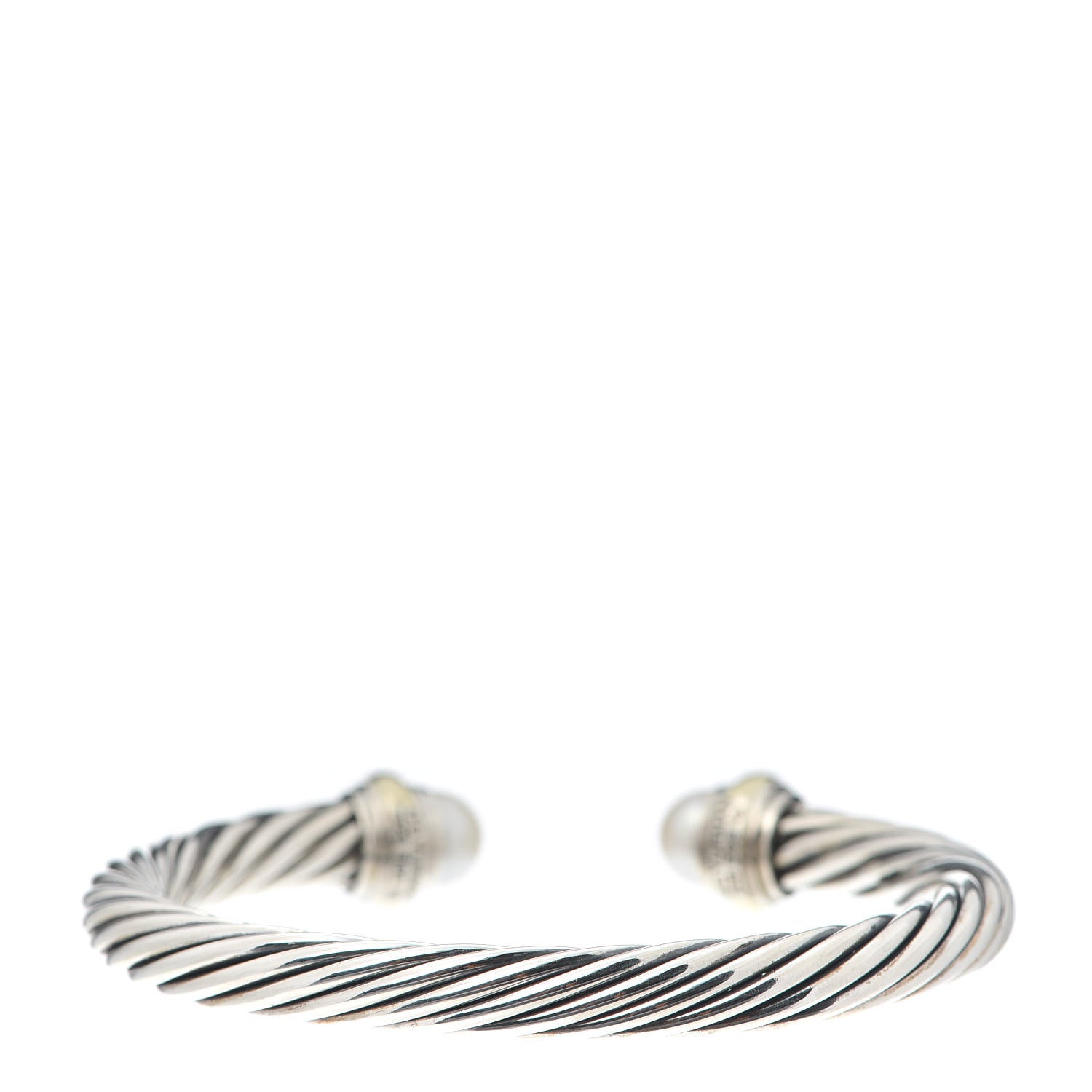 David Yurman Sterling Silver 14K Yellow Gold Pearl 7mm Cable Classics Bracelet 3 of 6