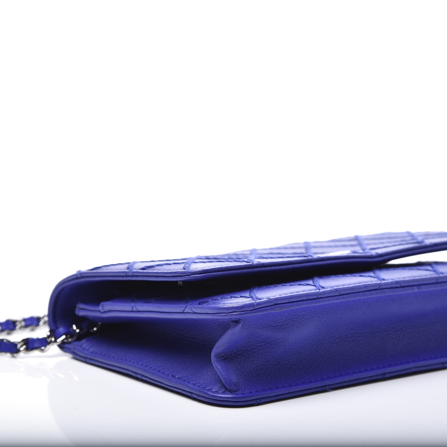 Chanel Calfskin Quilted Fancy CC Wallet On Chain WOC Blue 5 of 10