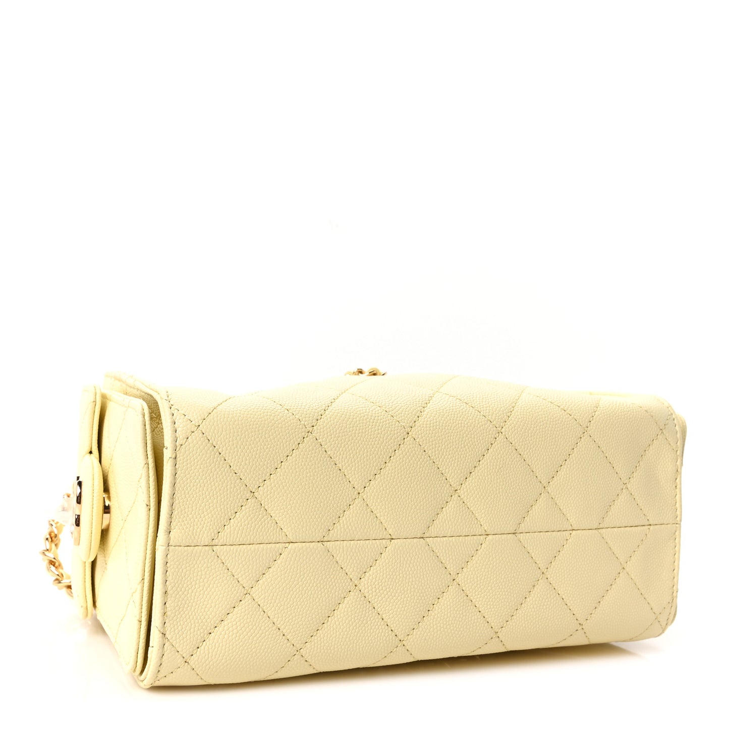 Caviar Quilted Mini Chanel 25 Handbag Light Yellow