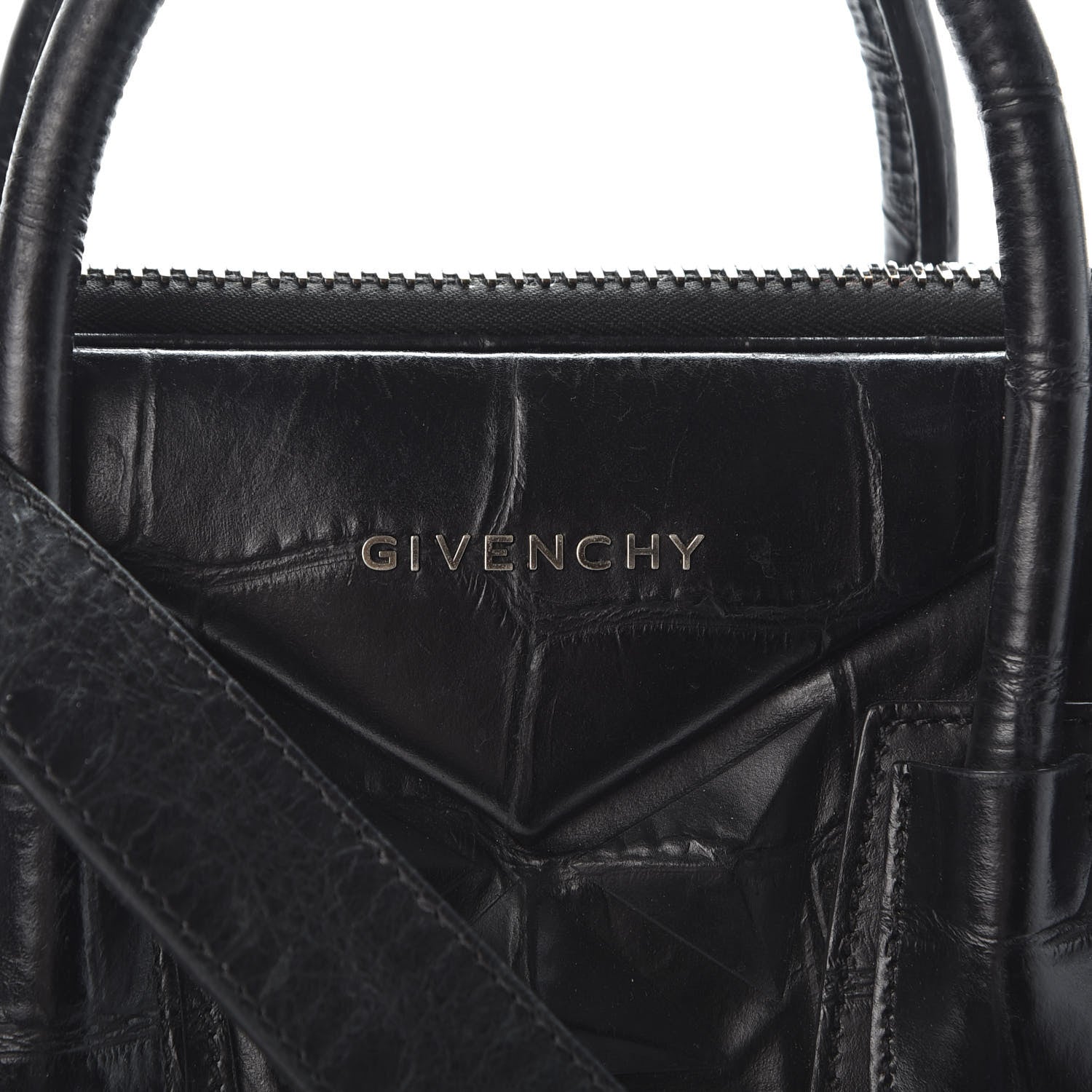 Givenchy Calfskin Crocodile Embossed Medium Antigona Black 9 of 9