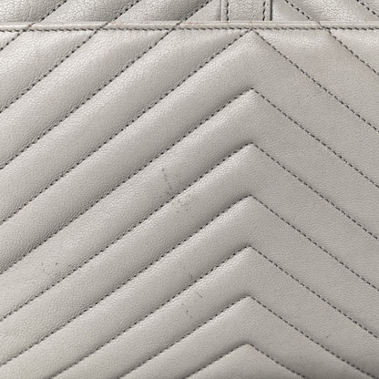 Saint Laurent Sheepskin Matelasse Large Monogram College Satchel Light Grey 20 of 31