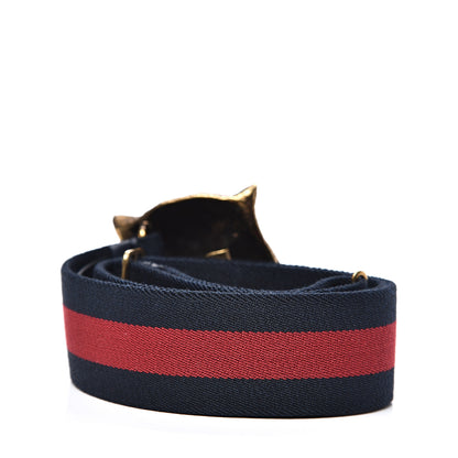 Gucci Web Feline Buckle Belt 75 30 Blue Red 2 of 4