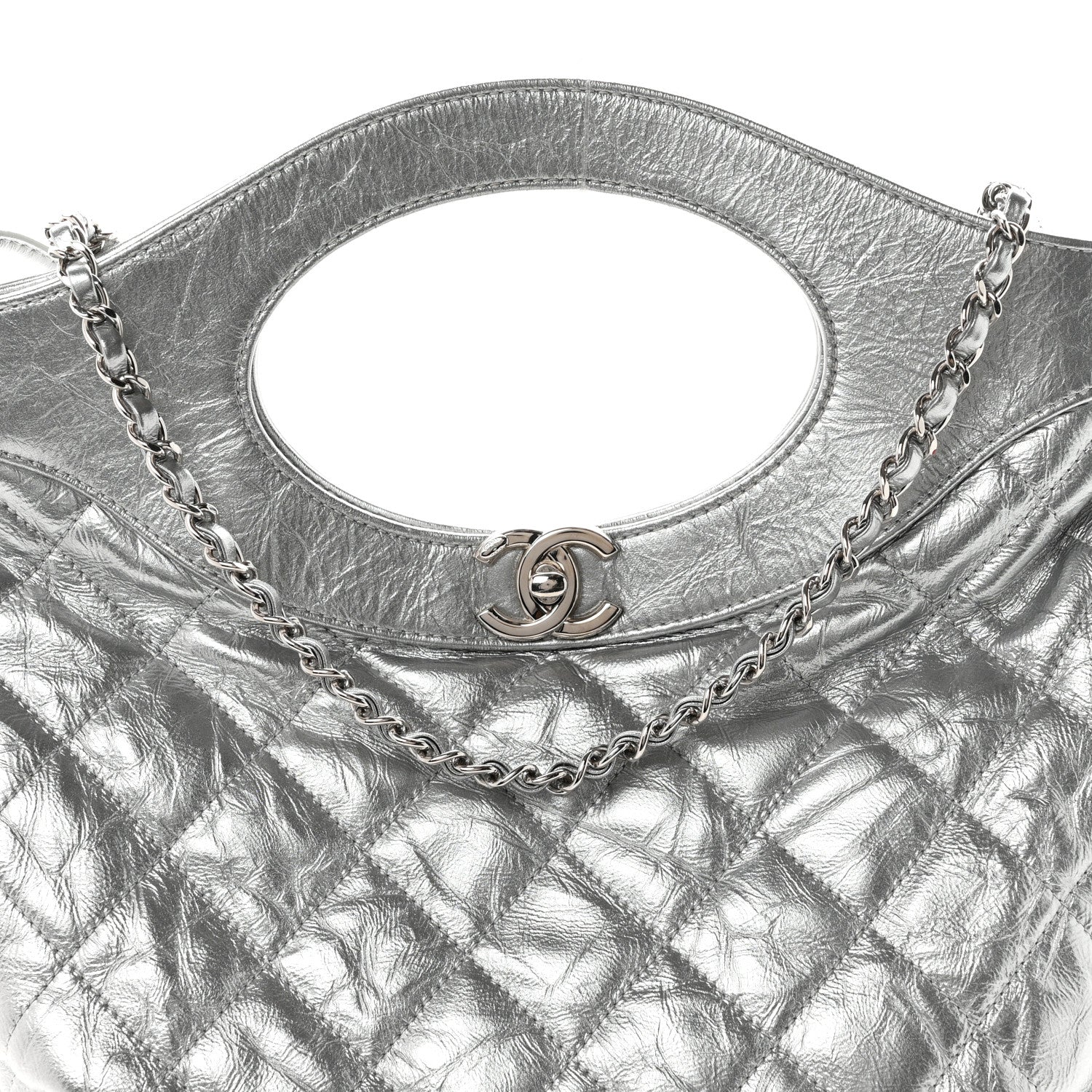 Chanel Metallic Crumpled Calfskin Small 31 Shopping Bag Silver 8 of 10