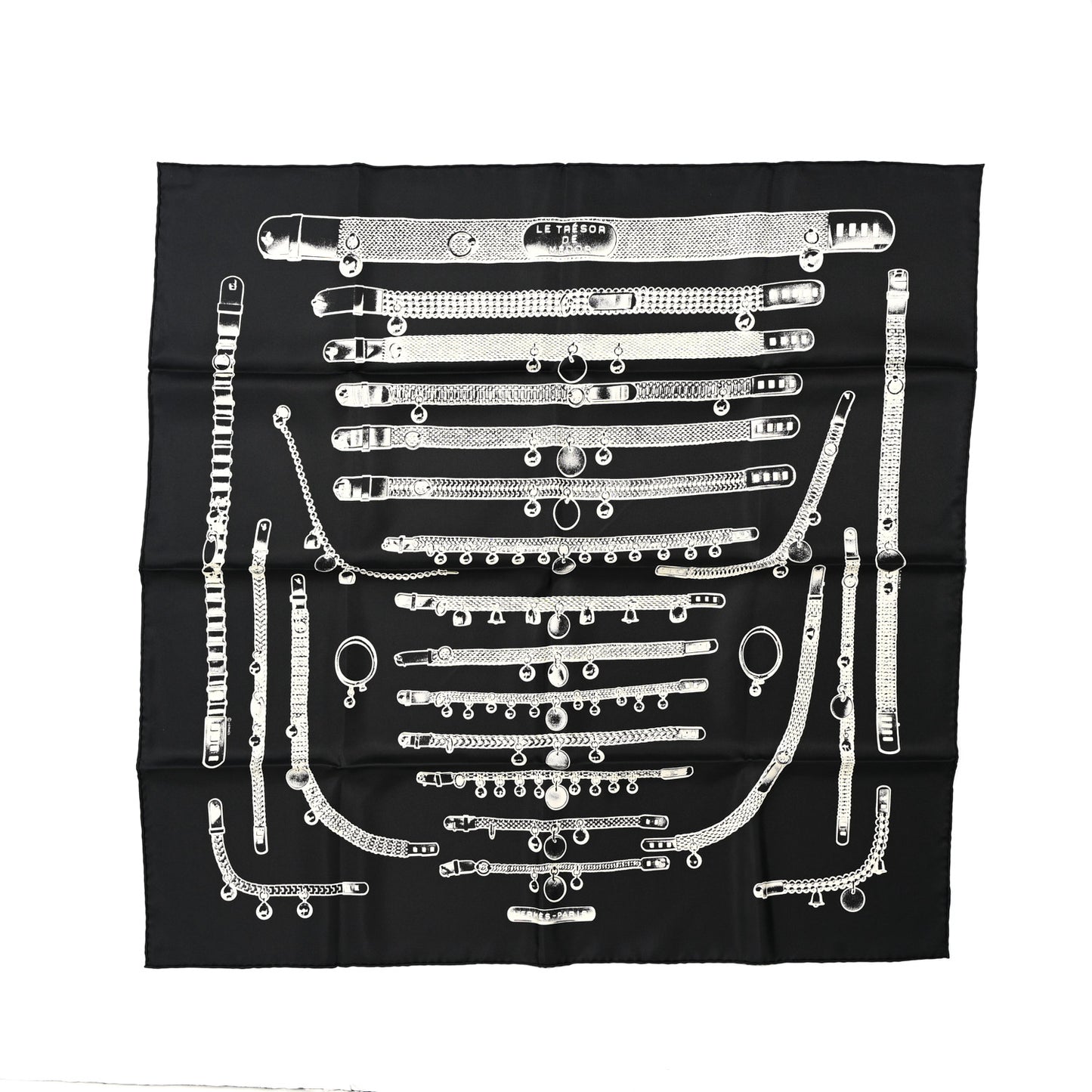 Silk Le Tresor De Medor Scarf 90 Black Creme