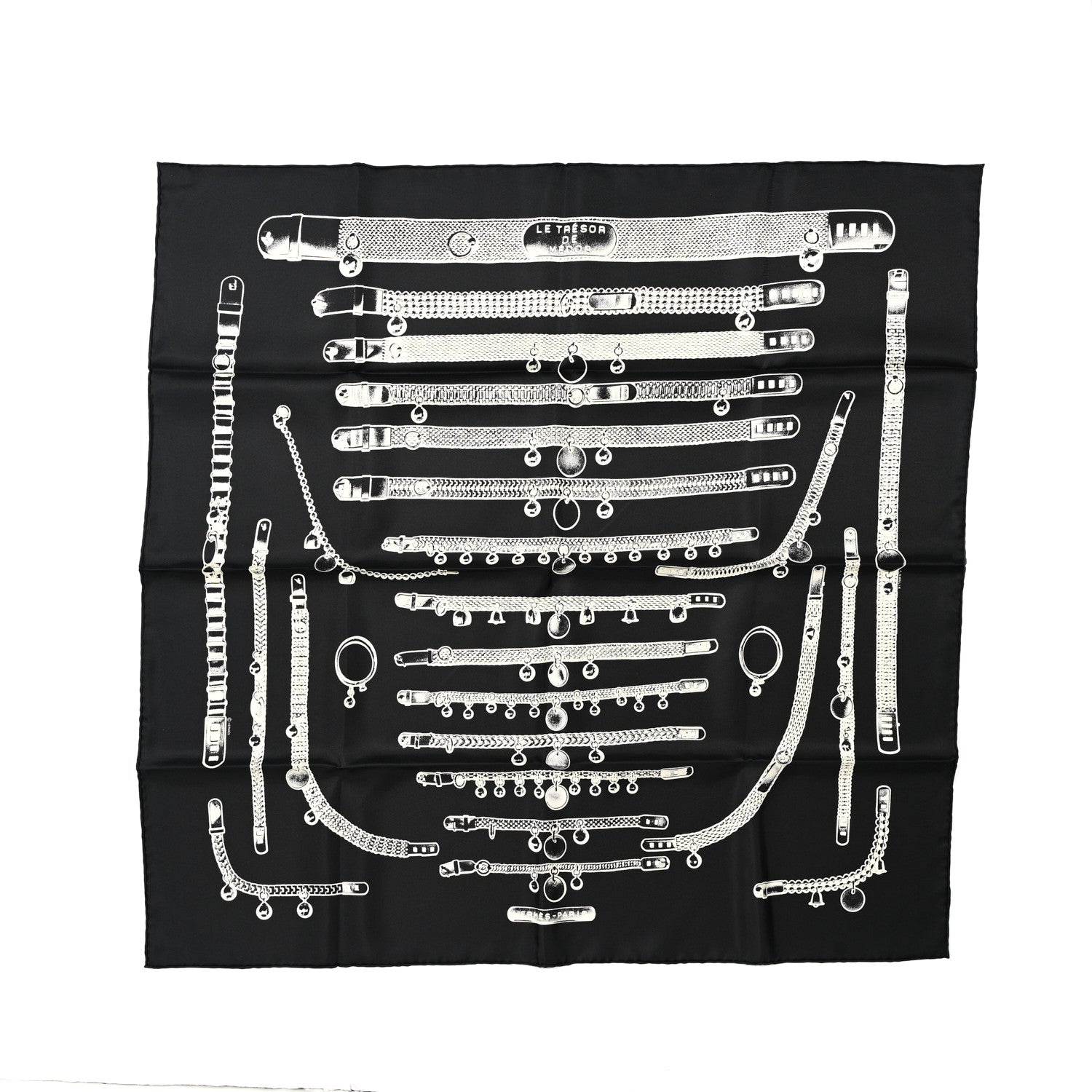 Hermes Silk Le Tresor De Medor Scarf 90 Black Creme 1 of 4