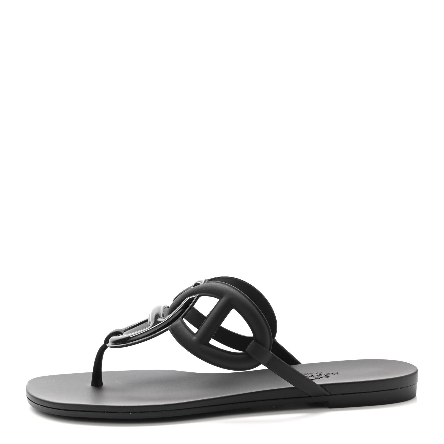 Hermes Rubber Womens Egerie Sandals 37 Black 1 of 7