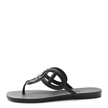 Hermes Rubber Womens Egerie Sandals 37 Black 1 of 7