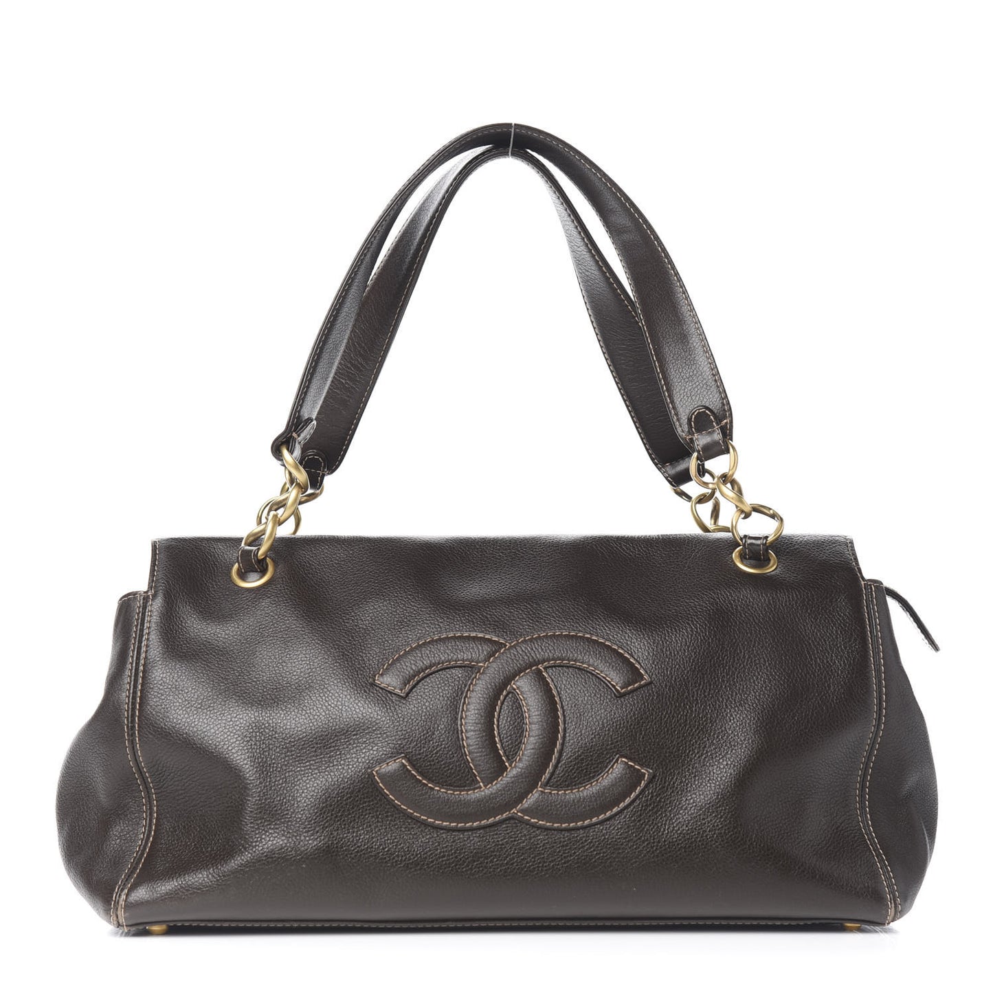 Calfskin Large Satchel Brown