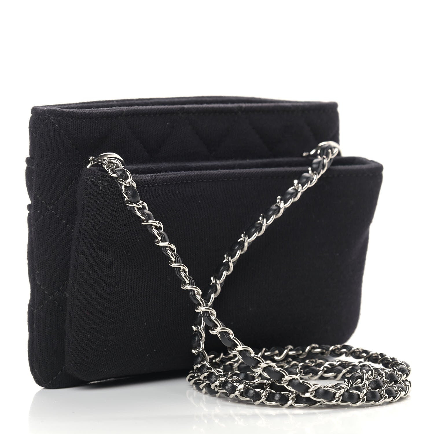 Chanel Jersey Quilted Mini Crossbody Bag Black 3 of 9