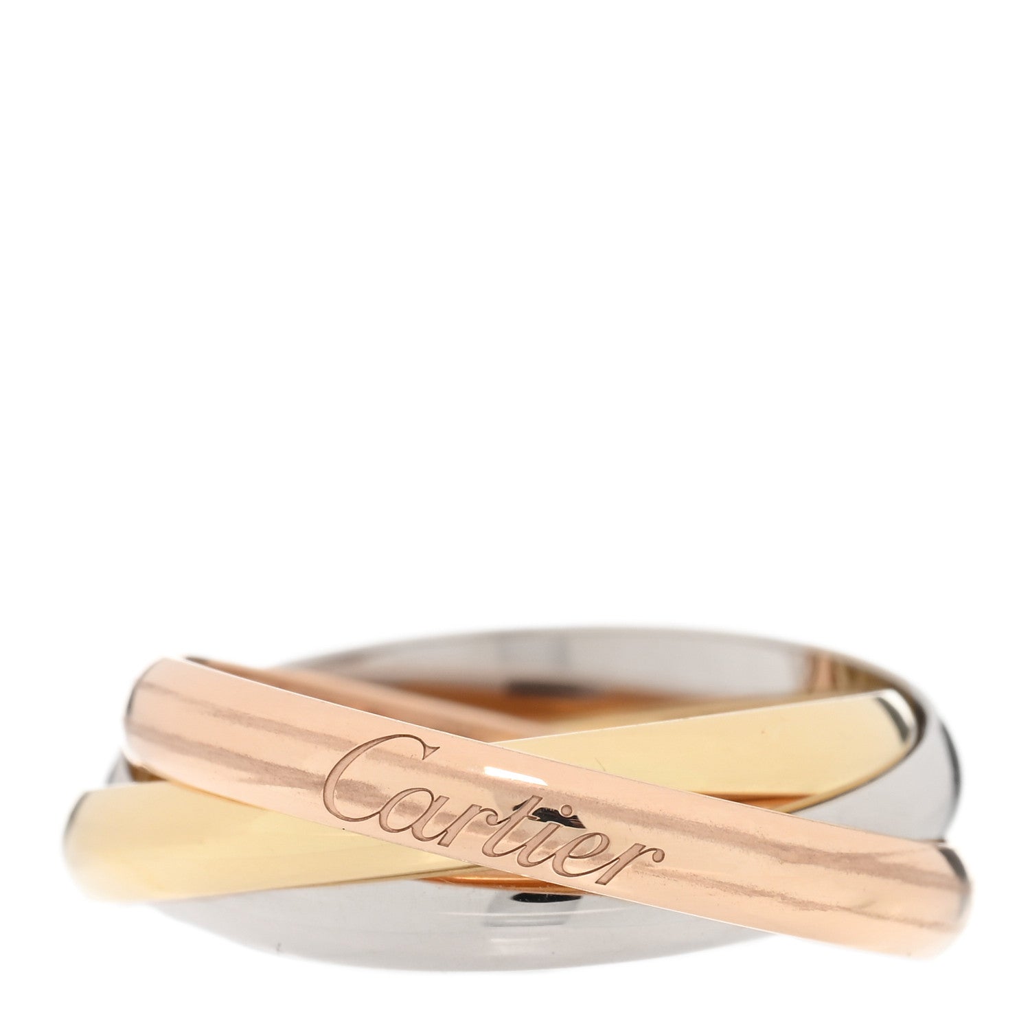 Cartier 18K Pink Yellow White Gold Small Trinity Ring 55 7.25 1 of 5