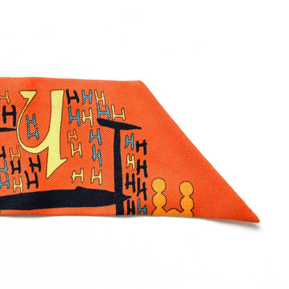 Hermes Silk 1001 H Twilly Orange Fuchsia Bleu 6 of 6