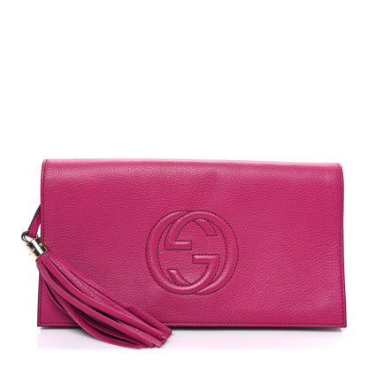 Gucci Pebbled Calfskin Medium Soho Clutch Bright Bouganville 1 of 7