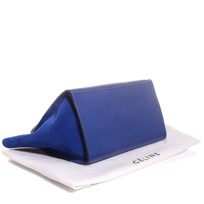 Celine Drummed Calfskin Suede Medium Trapeze Indigo 4 of 9