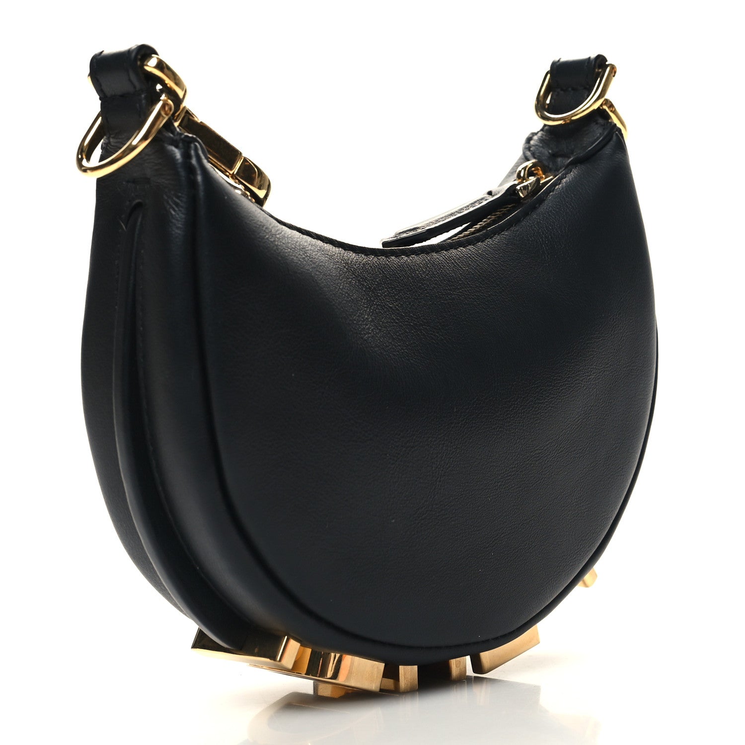 Fendi Vitello Grace Matte Nano Fendigraphy Hobo Charm Black 3 of 11