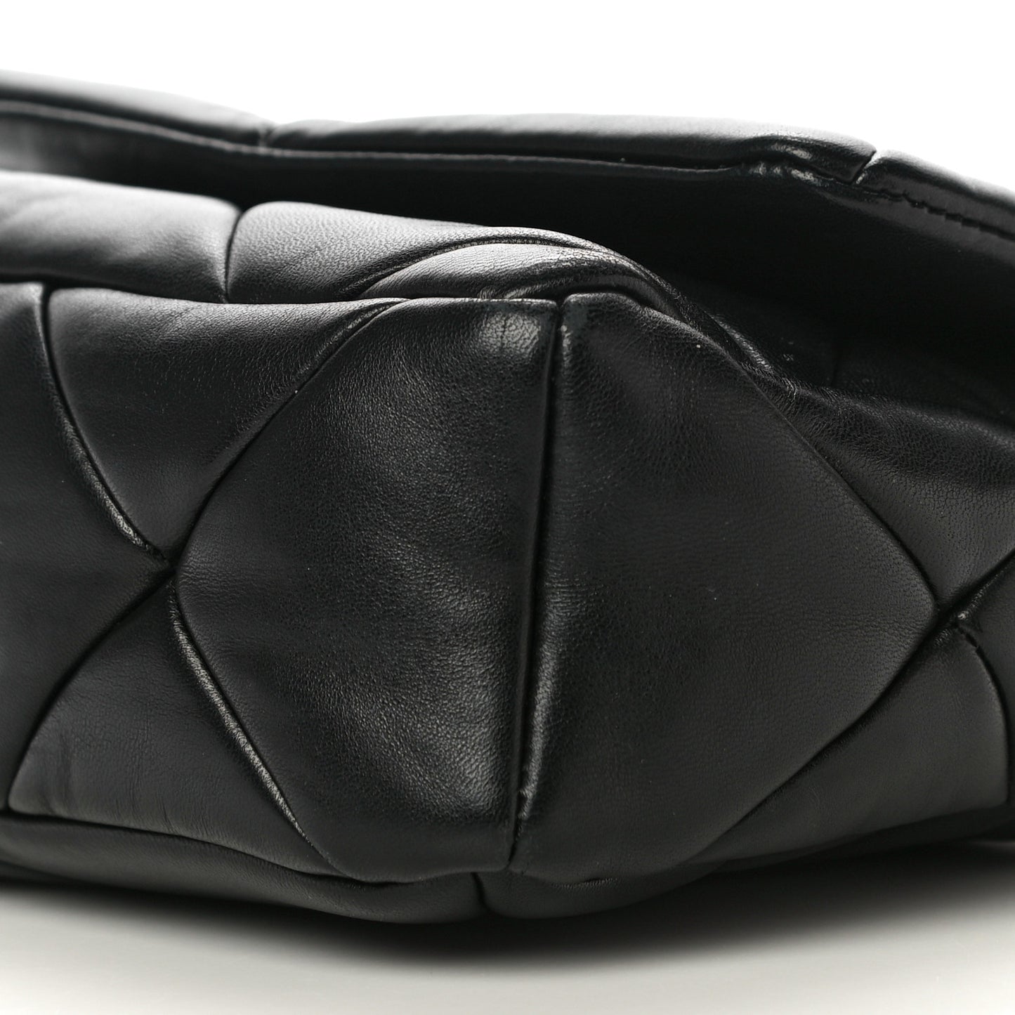 Nappa Re-Nylon Triangle Quilted Patchwork System Flap Shoulder Bag Black