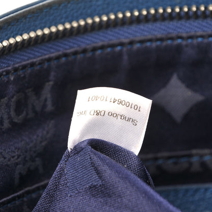 MCM Calfskin Studded Tote Bag Blue 8 of 24