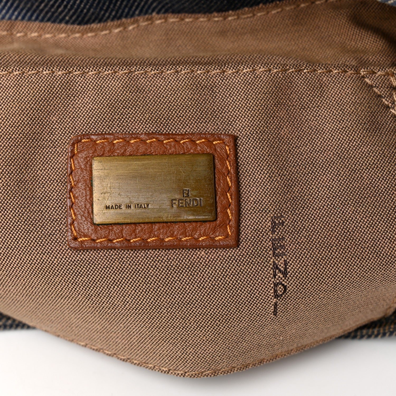 Fendi Denim Small Media Jeans Chef Shoulder Bag Blue Cuoio 5 of 10