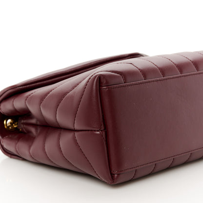 Saint Laurent Calfskin Y Quilted Monogram Small Loulou Chain Satchel Dark Legion Red 10 of 11