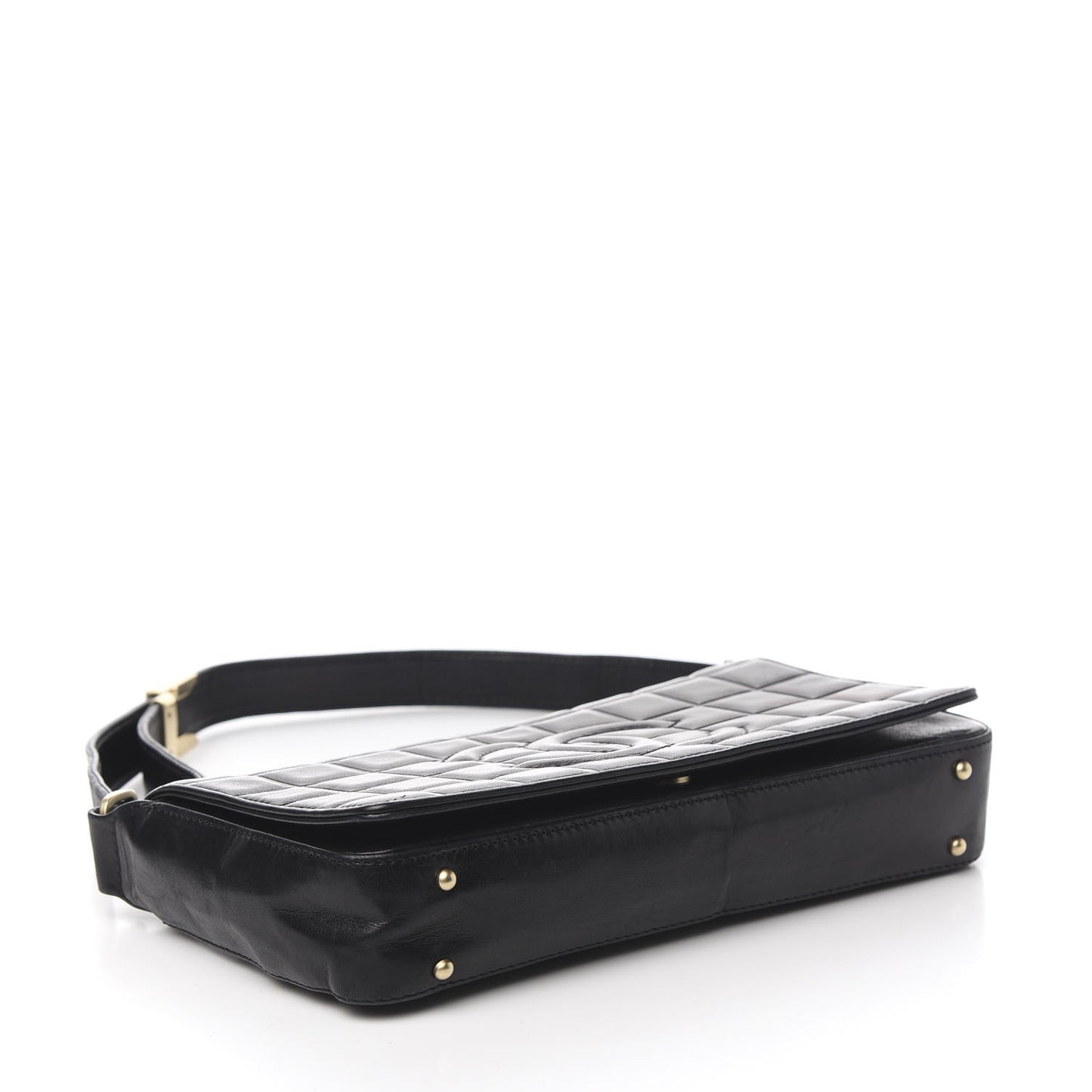 Lambskin Quilted CC Chocolate Bar Flap Black