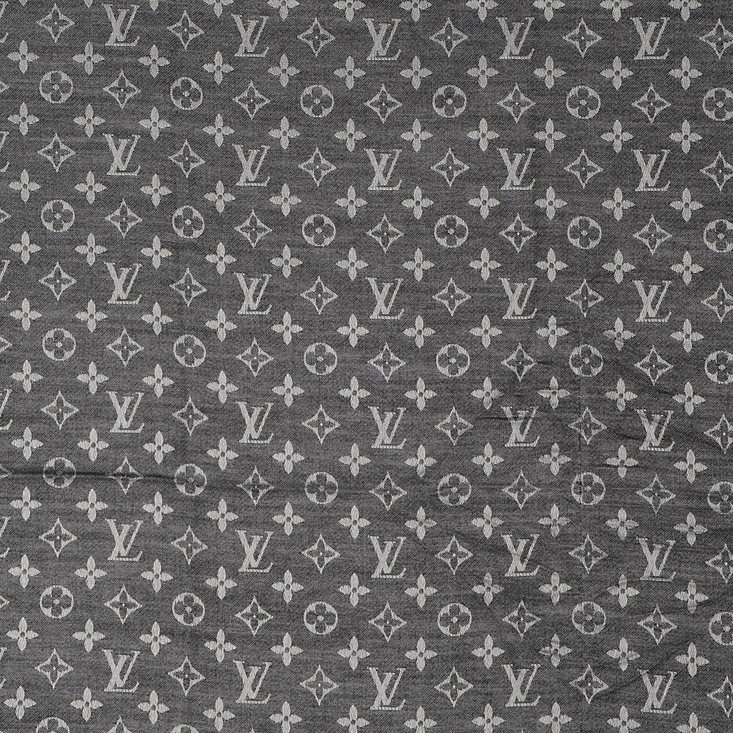 Silk Wool Monogram Denim Shawl Black