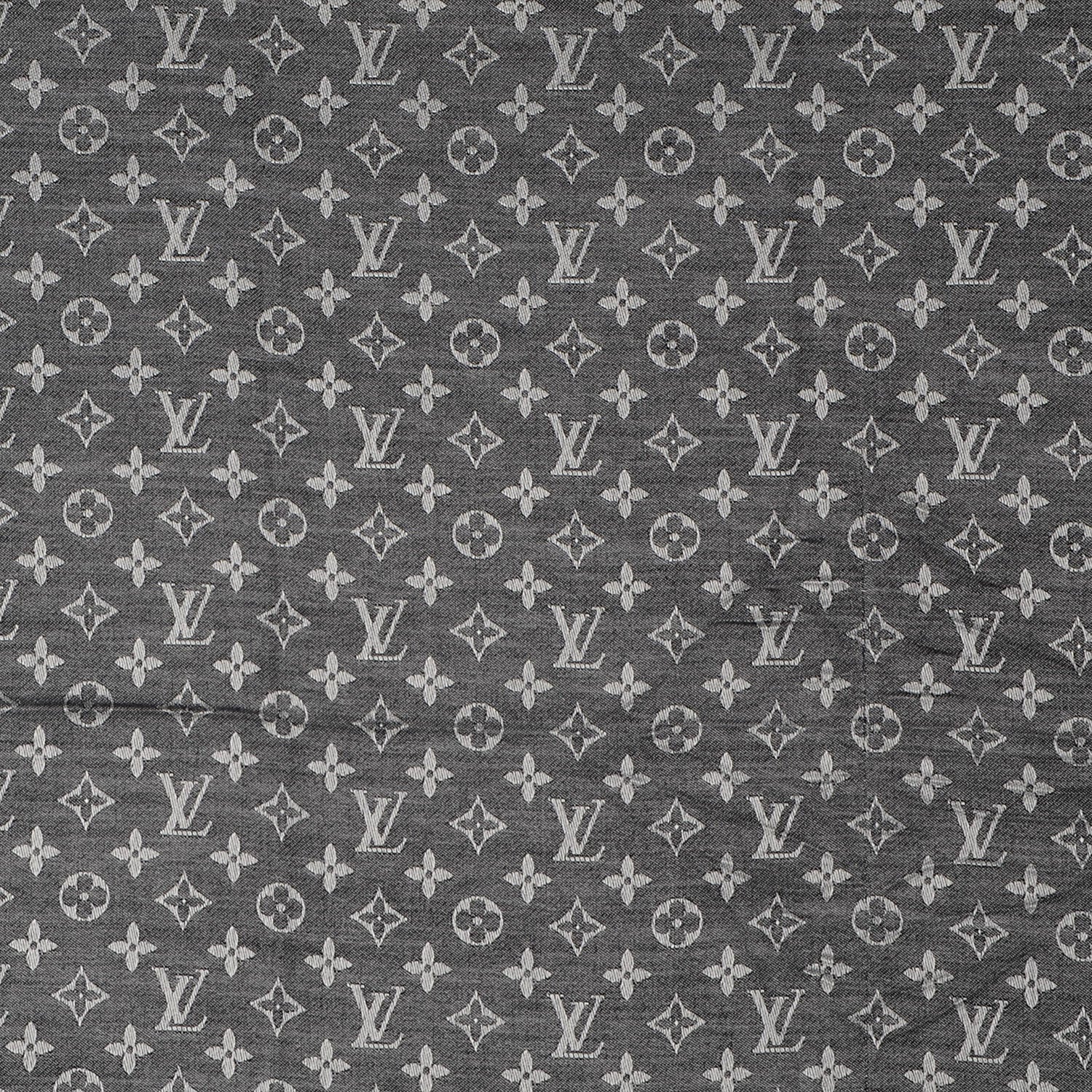 Louis Vuitton Silk Wool Monogram Denim Shawl Black 1 of 6