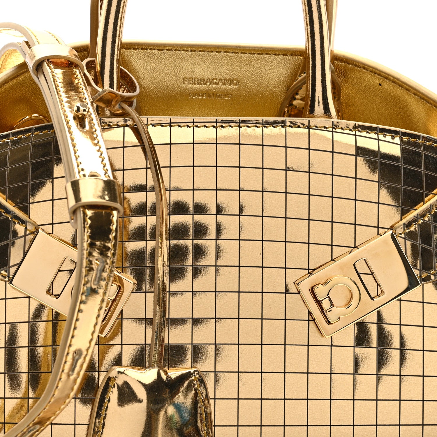 Salvatore Ferragamo Metallic Calfskin XS Hug Bag Gold 1780832