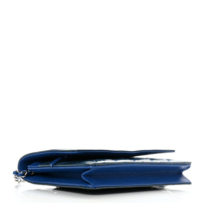 Chanel Patent Quilted Wallet On Chain WOC Blue 4 of 12